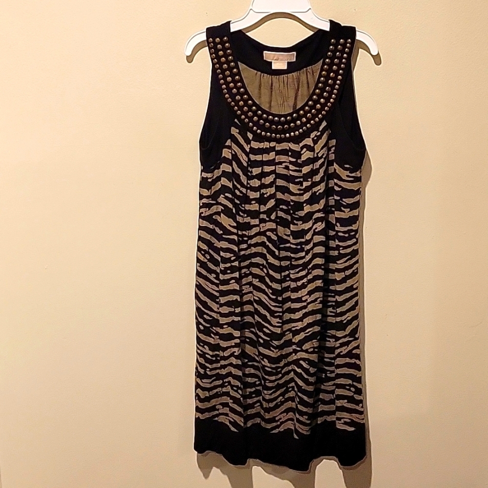 ❤️ MICHAEL MICHAEL KORS TANK DRESS WITH BRASS TONE BEAD STUDDED NECKLINE
